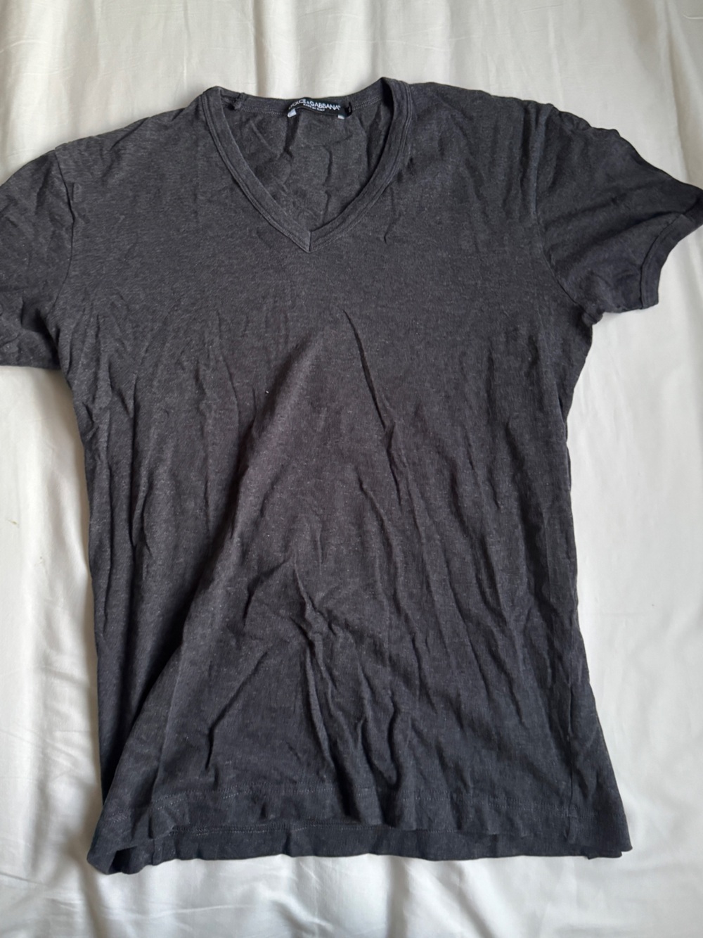 Dolce & Gabbana Men's V-Neck Tee — Charcoal
